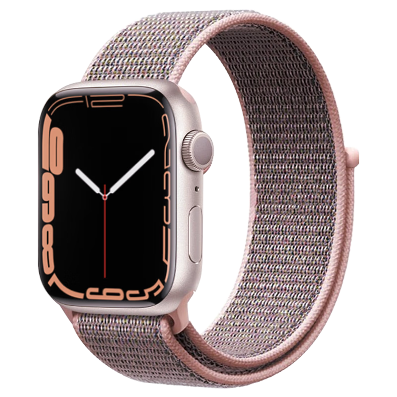 KMaxAI适用苹果手表S10尼龙织表带APPLE Watch9/8/SE/7/6/5代运动手表带多巴胺魔术贴40/41/42mm砂粉