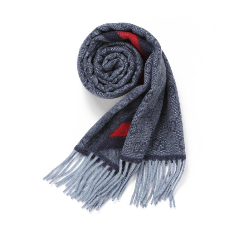 【秋冬保暖】古驰经典条纹撞色男女围巾披肩100%羊毛