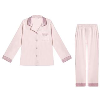 爱慕 睡衣女春夏棉质柔软翻领开衫长袖分身家居服套装AM469241
