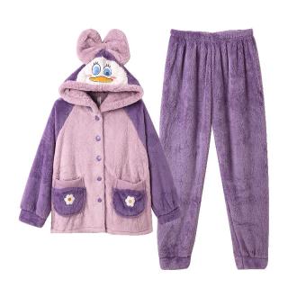 芬腾 秋冬珊瑚绒睡衣女保暖加厚加绒韩版法兰绒家居服套装
