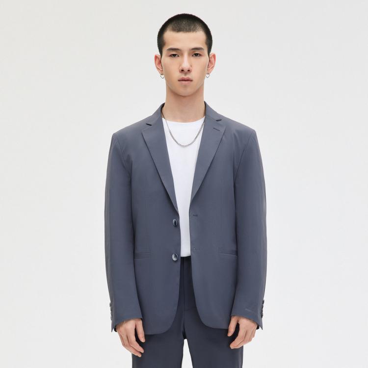 秋冬GXG男装蓝色简约基础休闲商务通勤男士西装外套上衣男