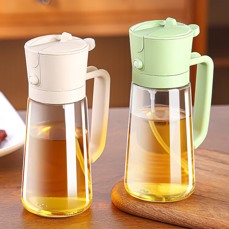 简尚恩 JIRSAERN家用厨房玻璃储油壶可喷可倒一壶两用 一体油瓶油壶信 470ml米黄色