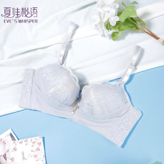 夏娃秘语 蕾丝立挺轻奢文胸 银灰(薄杯约1.5CM)