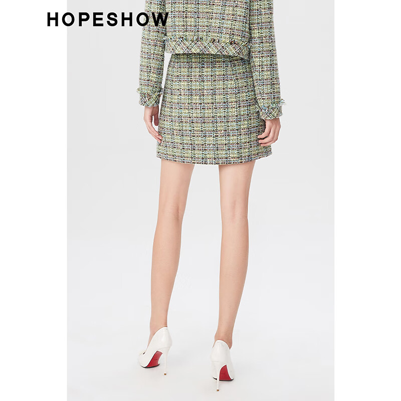 红袖香风流苏气质厚款短裙秋季2023新款女装毛边A字半身裙 904