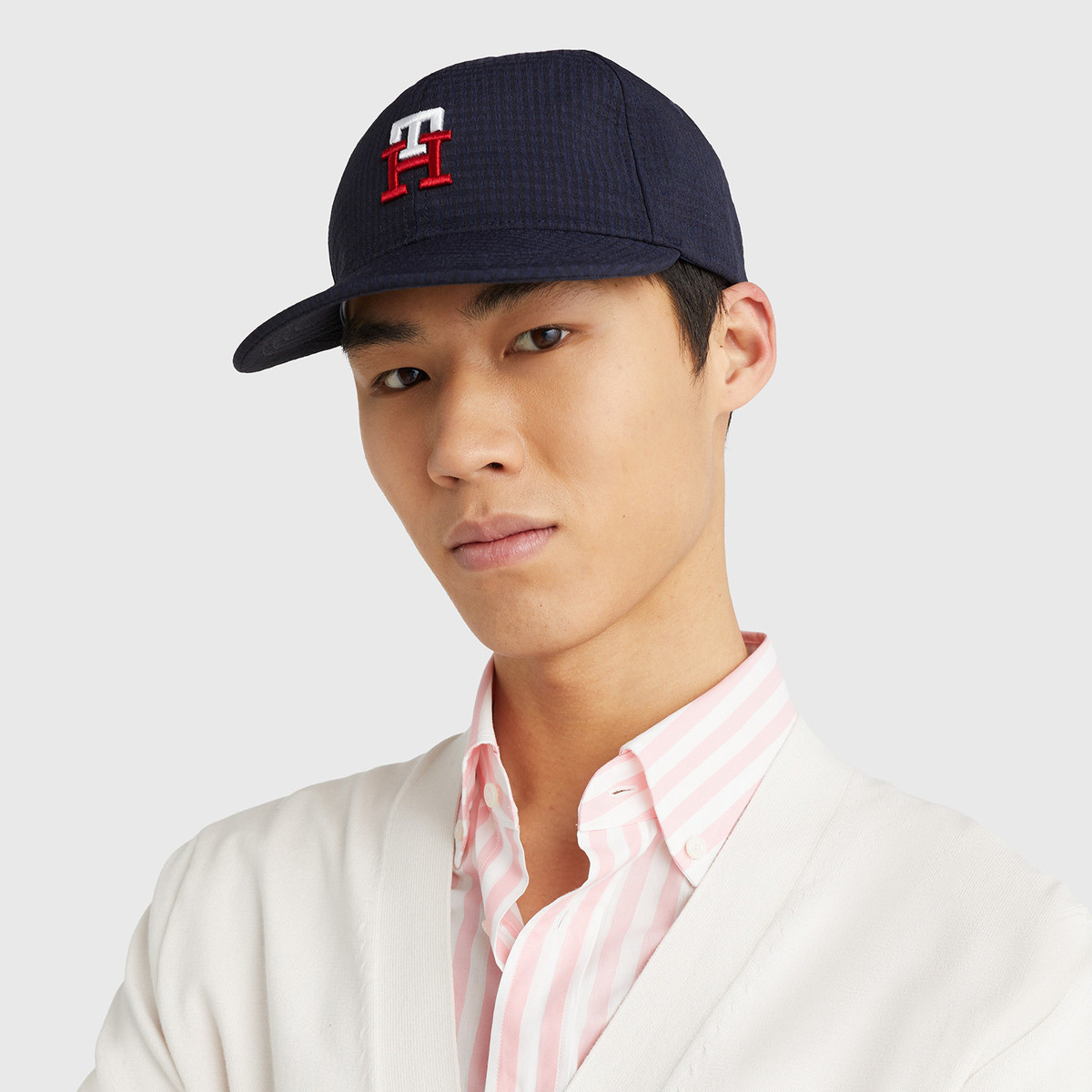 TommyHilfiger男休闲简约肌理感字母刺绣圆顶弯檐鸭舌棒球帽11089