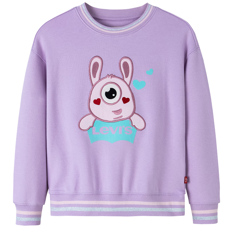 Levi's 李维斯童装女童小怪兽卫衣春秋儿童圆领可爱上衣 兰花盛开 90 /52 【建议身高86-92cm】