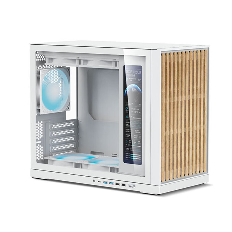闪鳞G600机箱便携式实木MATX侧透TYPEC副屏360水冷主机箱 闪鳞G600副屏版实木