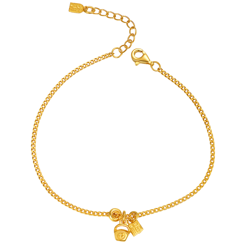 航民首饰 新年 日进斗金 黄金手链足金福牌手链女XYA1800工费140元/件