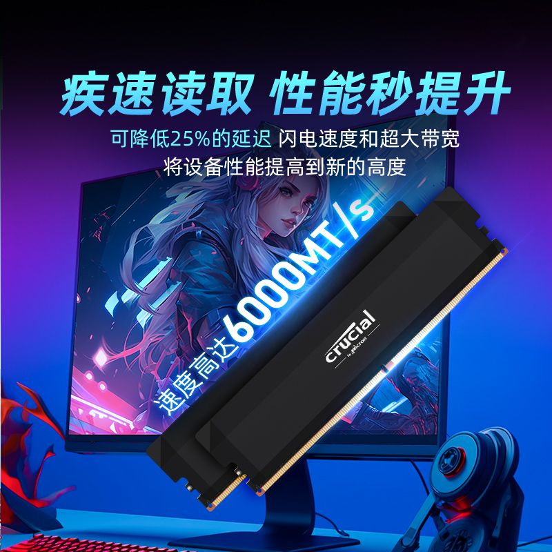 英睿达DDR5 32GB(16GB×2)6000台式机内存条 Pro系列电竞超频条