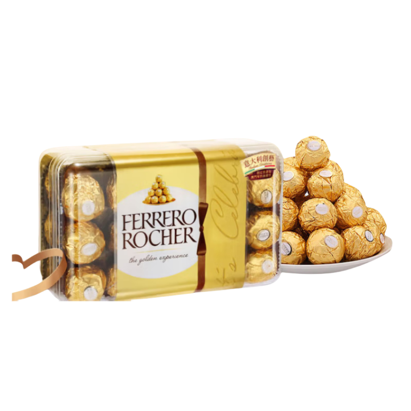 费列罗（FERRERO）进口夹心巧克力情人节国庆节礼物送朋友喜糖果零食礼盒装婚庆伴手 原装1盒30粒375g