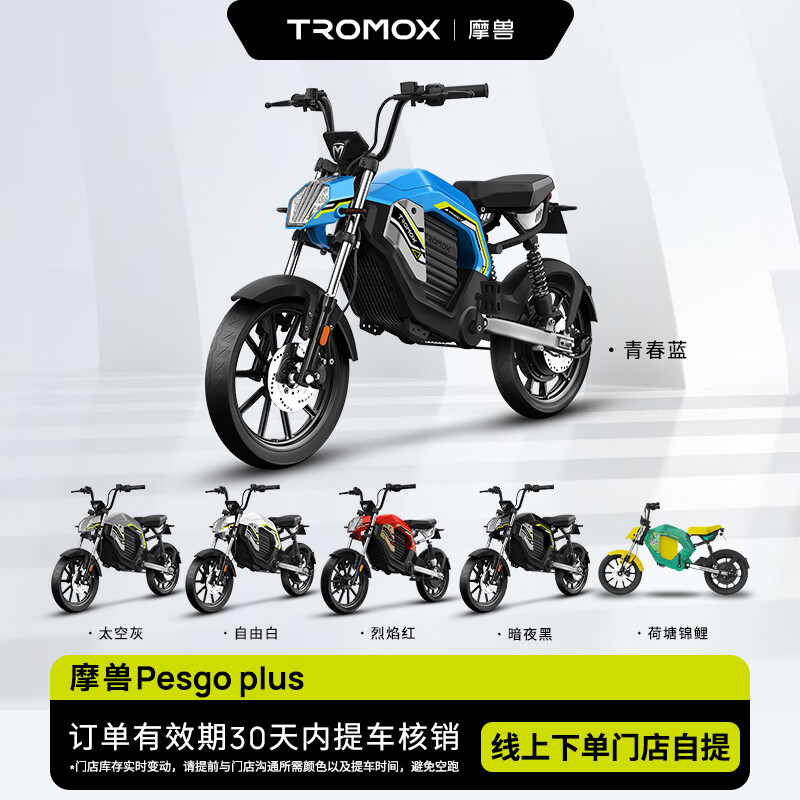 摩兽电动车 Pesgo Plus跨骑电动车可上牌锂电智能新国标电动自行车 Pesgo Plus（2024款）颜色到店选购 Pesgo Plus运动版48V24Ah