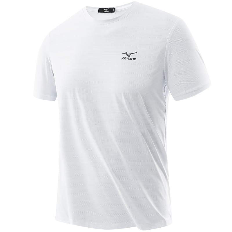 美津浓（MIZUNO）短袖t恤男士凉感冰丝夏季薄款户外白色青年小T恤速干衣