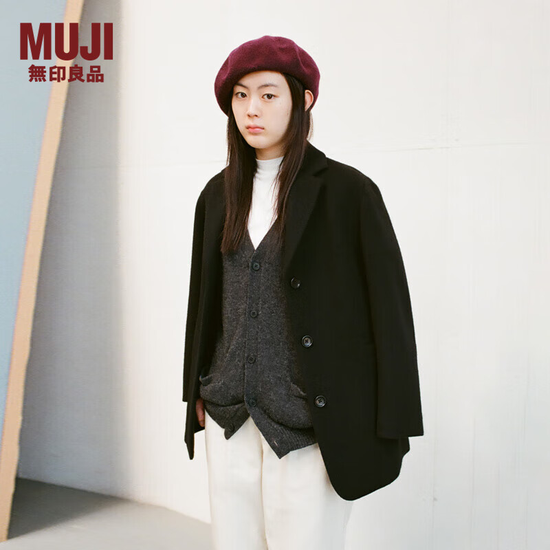無印良品 MUJI（無印良品 ） 羊毛 麦尔登呢 贝雷帽 女帽子 秋冬 DBE40A4A