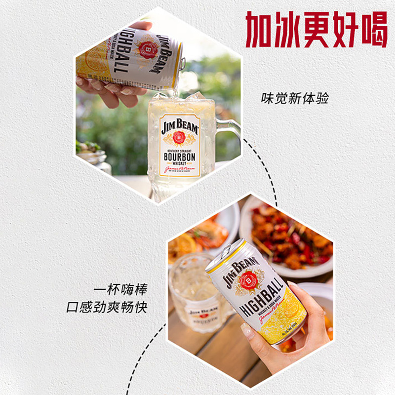 宾金宾 JIM BEAM 金宾嗨棒预调鸡尾酒波本威士忌highball柠檬350ml*6罐