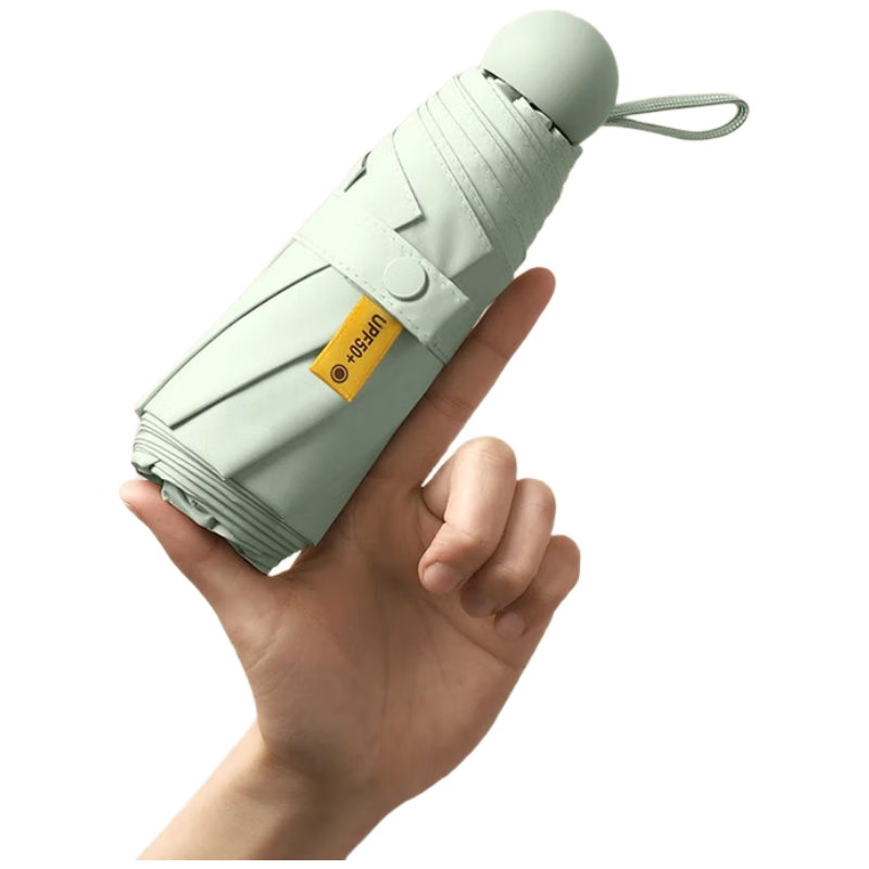 七麦麦雨伞遮阳伞防晒太阳伞便携晴雨伞折叠五折迷你胶囊定制冷香绿