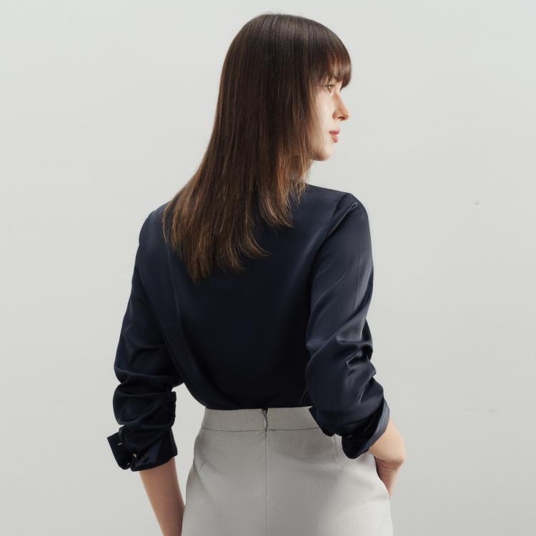 【丝滑柔软】女款缎面色丁布舒适长袖休闲衬衫衬衣女