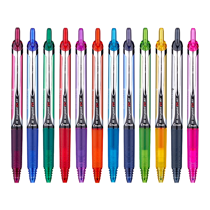 百乐（PILOT）彩色中性笔开拓王按动式V5水笔0.5黑色学生用针管考试签字笔BXRT-V5 黑色+3支黑色笔芯 0.5mm