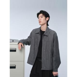 限尺码：太平鸟 男装春款钉扣设计外套复古男式夹克