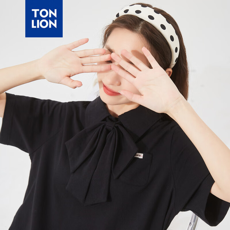 唐狮春夏新款女学院风百褶短袖连衣裙