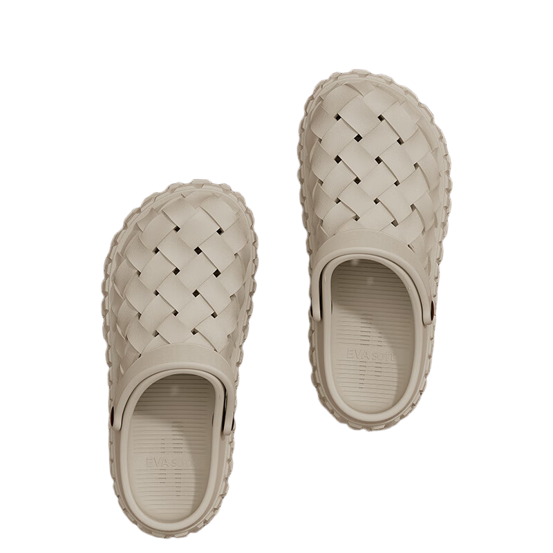 稻草人洞洞鞋男士厚底凉鞋户外开车沙滩鞋透气轮胎纹防滑拖鞋 卡 42-43