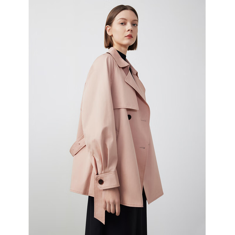 朗姿纯棉2024年春季新款法式复古高级感通勤气质风衣外套女士上衣