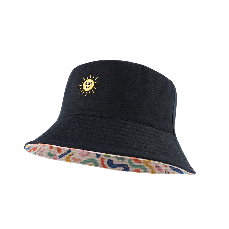 CACUSS渔夫帽女春夏防晒双面戴印花遮阳帽子百搭显脸小太阳帽