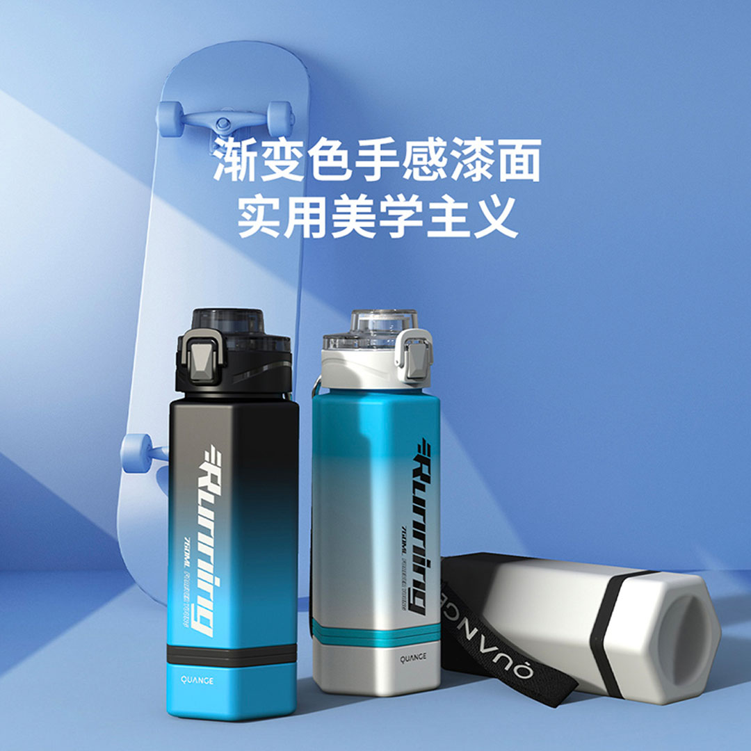 【春夏必备好物】全格大容量Tritan便携随身水杯 黑白 760毫升（无吸管）