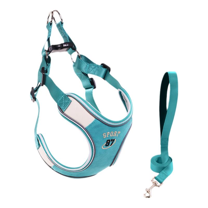 狗狗牵引绳柴犬胸背棒球风格小型犬遛狗绳背带中型犬宠物防勒狗绳