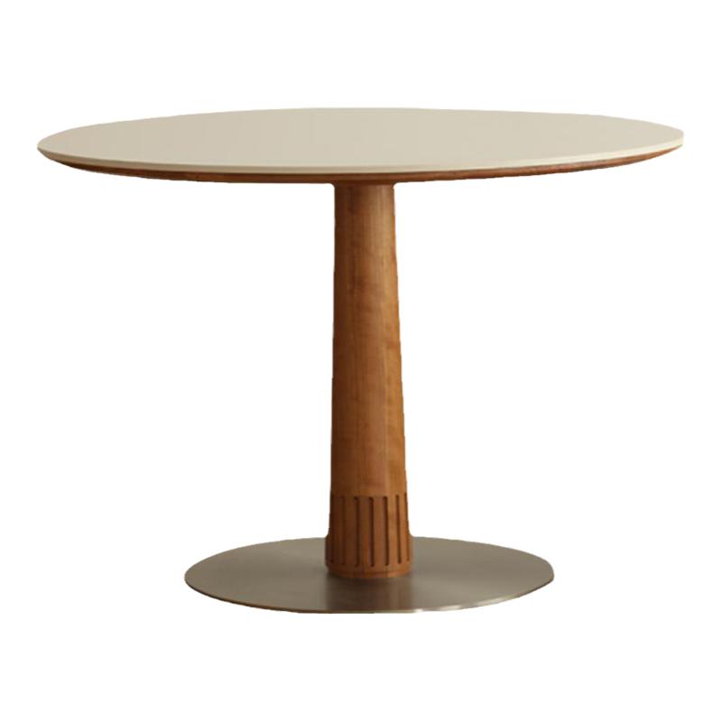 小半家具实木圆形餐桌岩板家用圆桌樱桃木日式小户型客厅桌椅组合