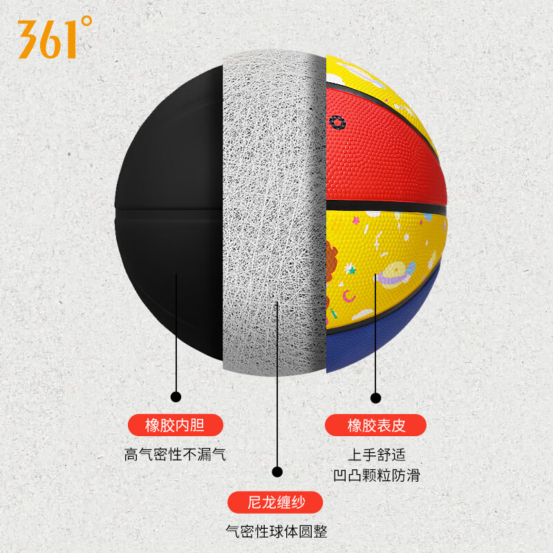 361°篮球儿童5号比赛室内外耐磨水泥地幼儿小青少年户外 5号儿童用球-棕色（4岁以上）