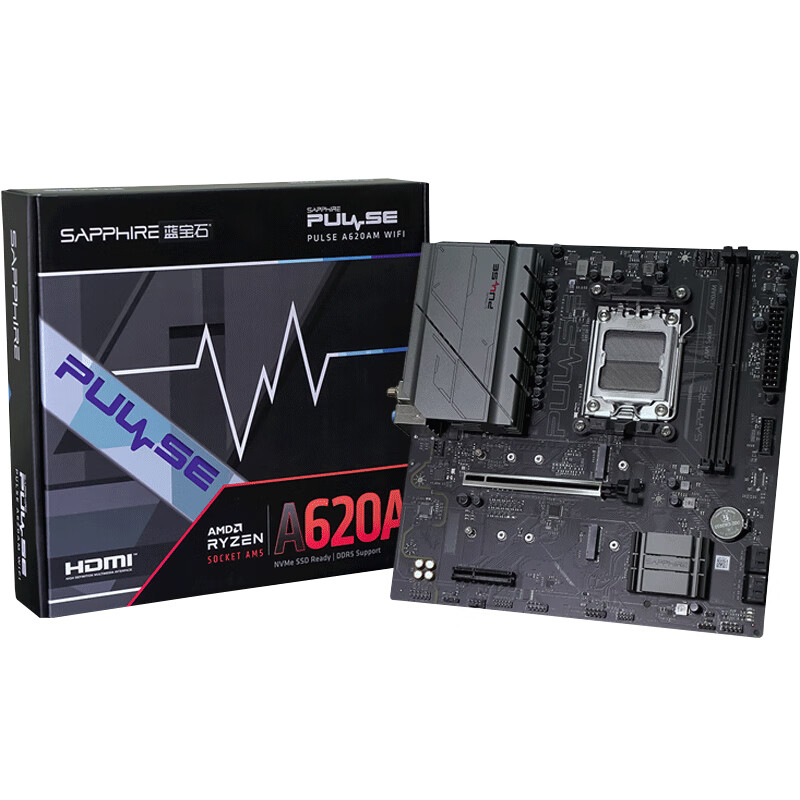  SAPPHIRE/蓝宝石 高性能处理器 AMD锐龙5 9600X处理器套装 蓝宝石PULSE脉动B650M WIFI主板 脉动A620AM WIFI单主板