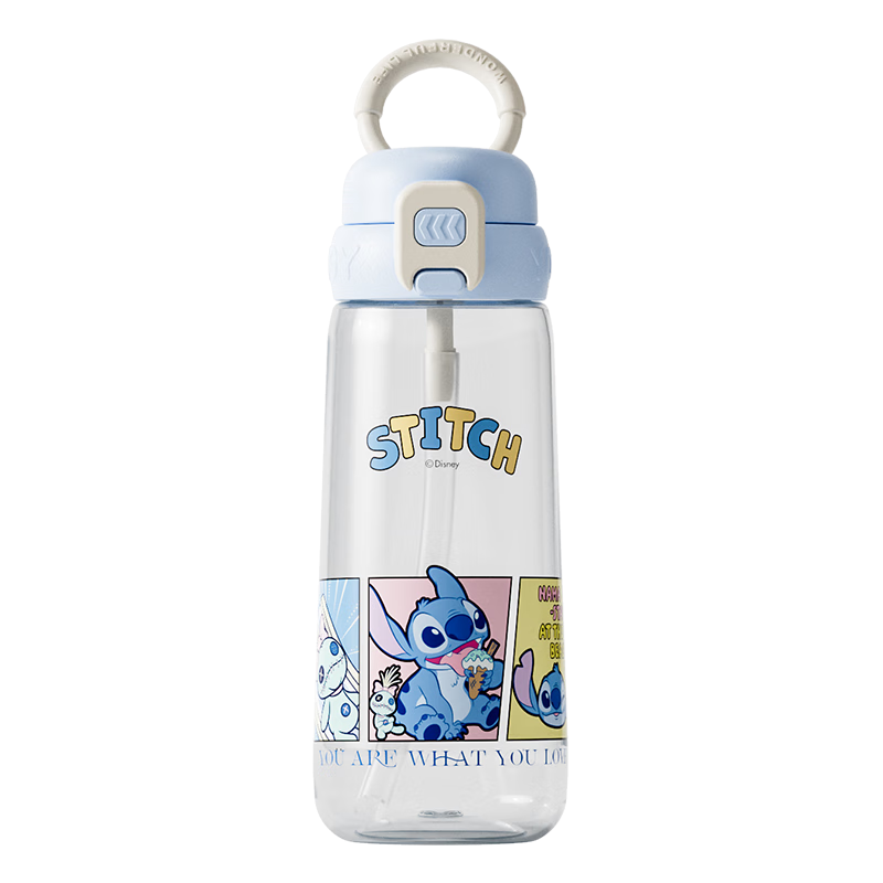 迪士尼（Disney）儿童水杯夏季幼儿园吸管杯水杯学生上学专用水壶生日礼物