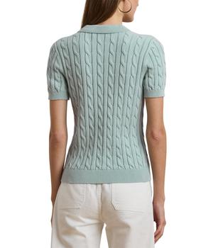 Cable-Knit Cotton Polo Sweater