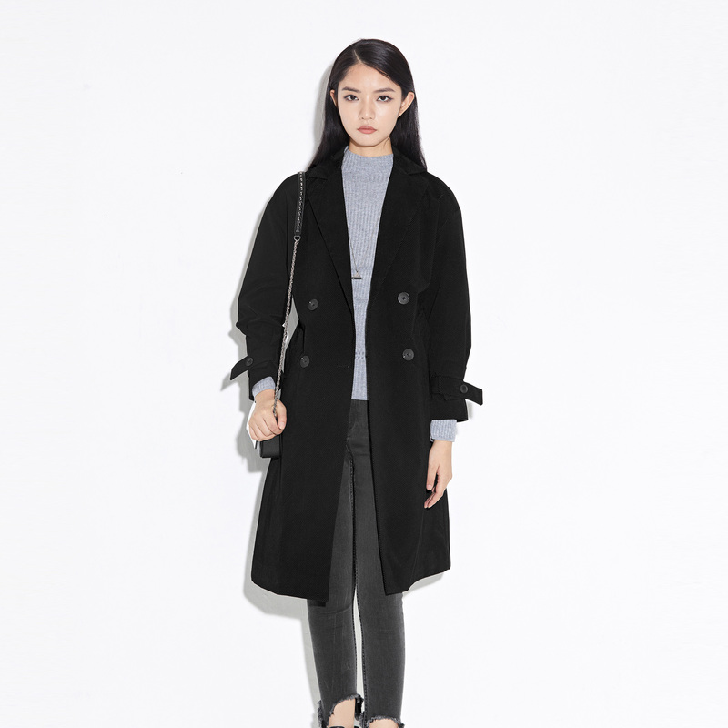 sdeer圣迪奥春秋季女装休闲西装领收腰暗条纹灯芯绒大衣S21381810