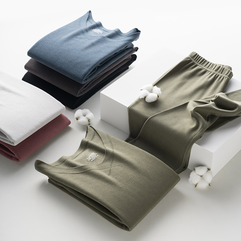 双面德绒无痕保暖内衣套装男士加绒加厚自发热恒温青年秋衣秋裤冬 L