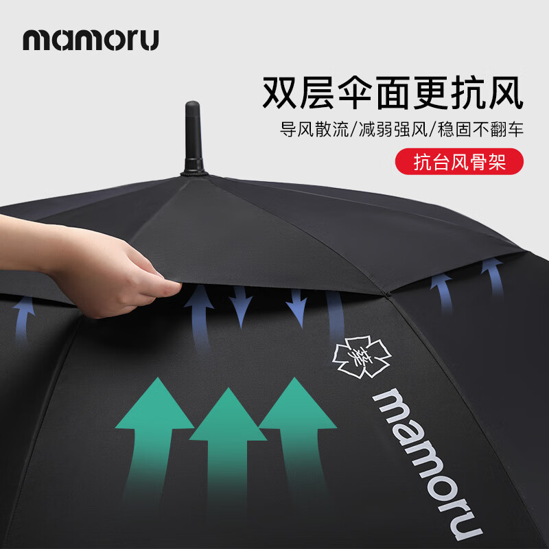 MAMORU高尔夫雨伞长柄伞大号抗风暴超大伞男士商务自动伞黑色155cm