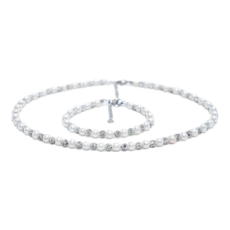 天使之泪星眸淡水珍珠项链手链套装近圆强光璀璨闪耀甜美送女友生日礼物 星眸手链