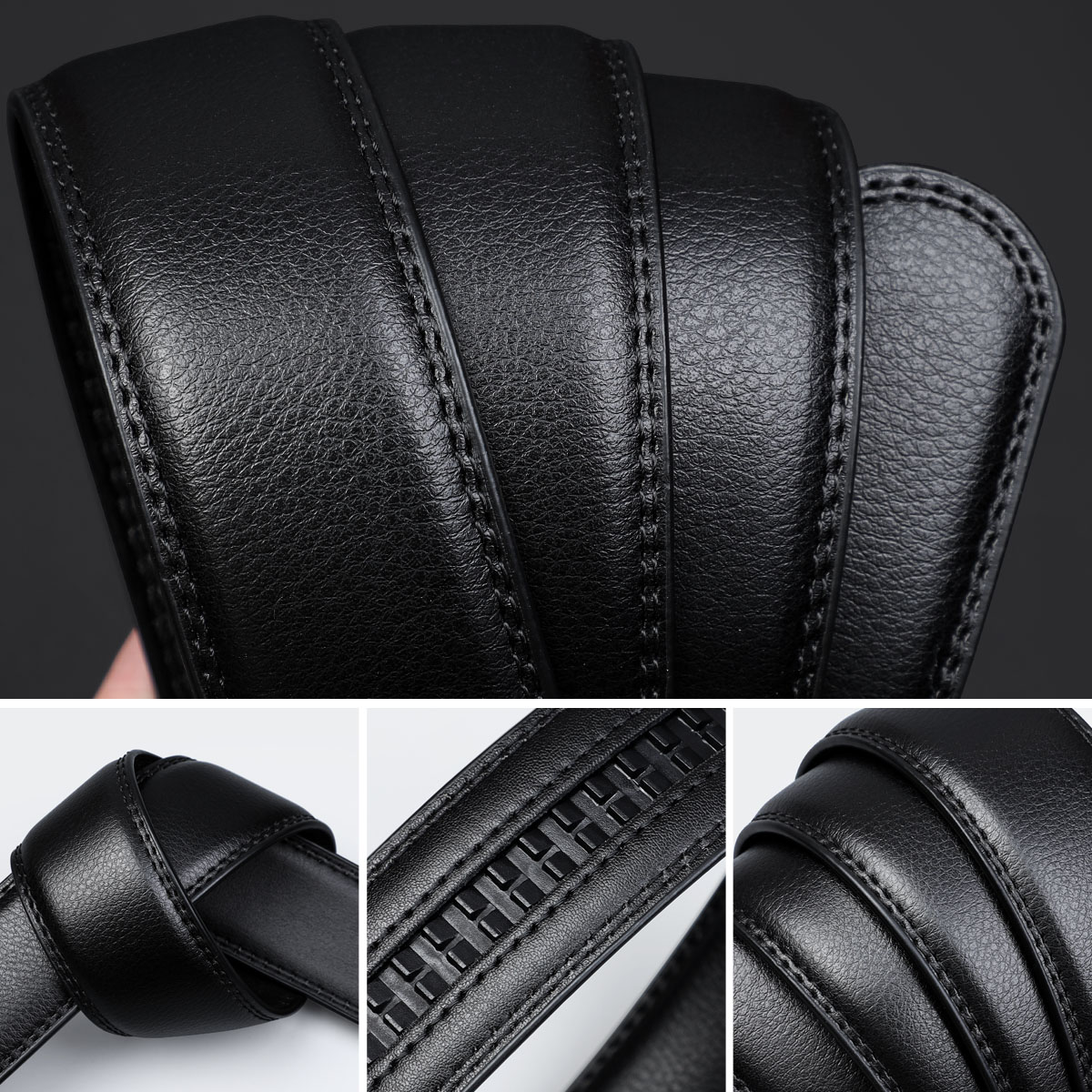 袋鼠牛皮男士皮带真皮自动扣商务高档裤腰带2025品牌男款