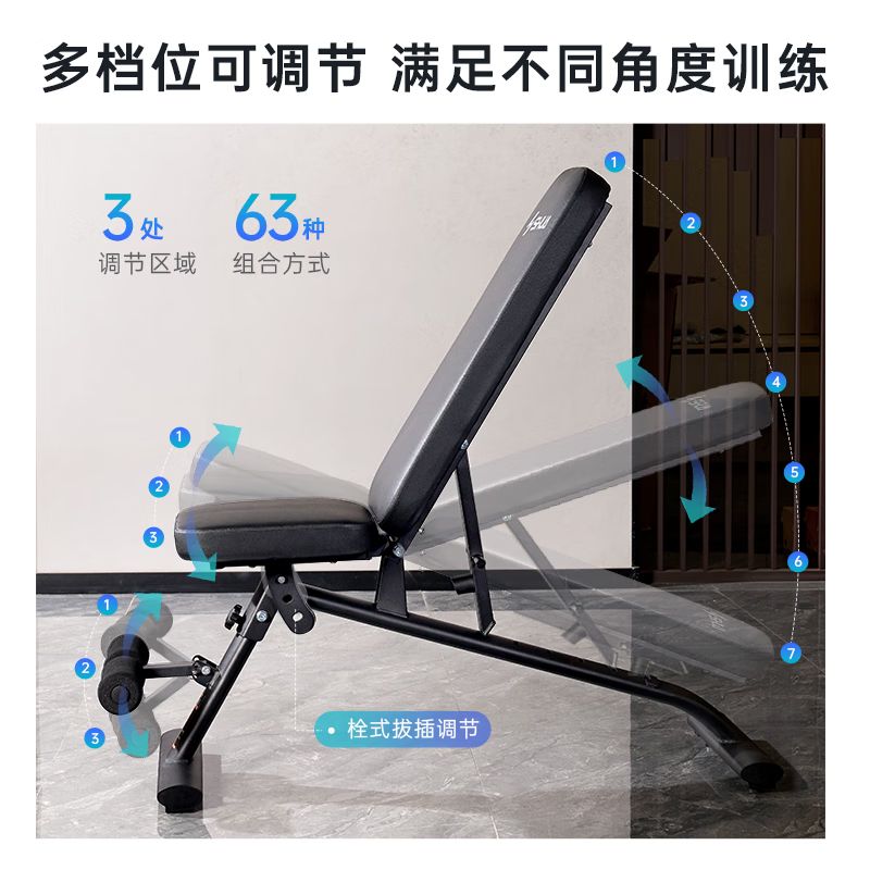 舒华（SHUA）哑铃凳家用可调节全折叠免安装室内健身房训练器材SH-G593