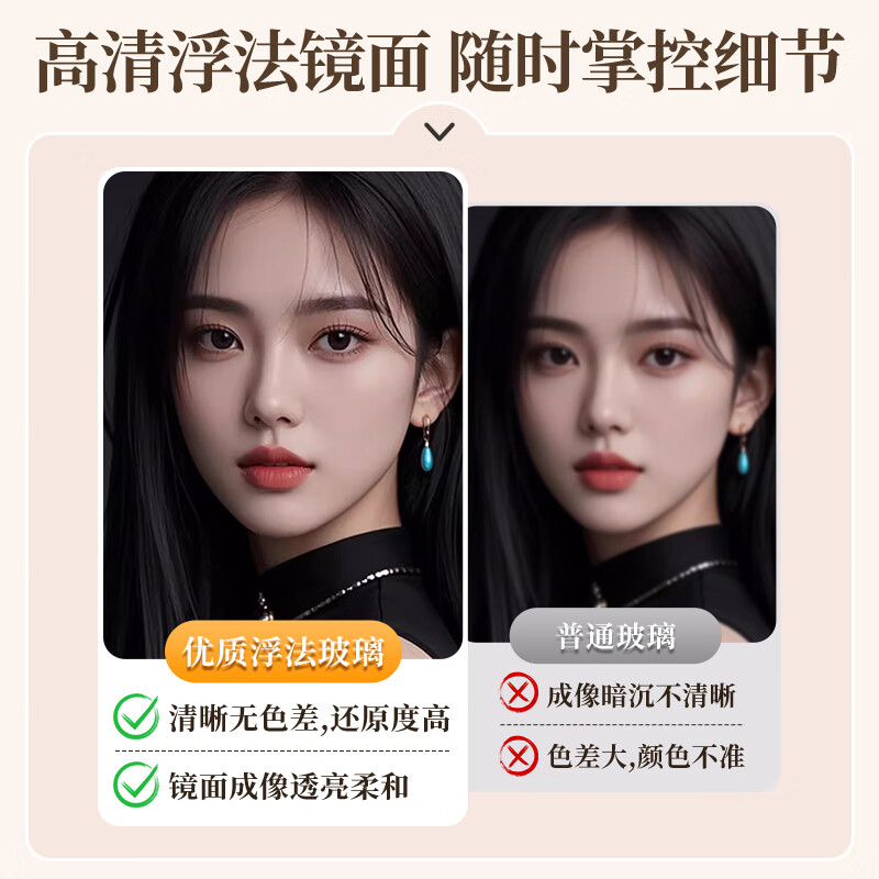 全品屋穿衣镜可旋转全身镜衣帽架一体落地家用卧室可移动立式波浪试衣镜 【360°旋转】胡桃色36 【 破损必赔】