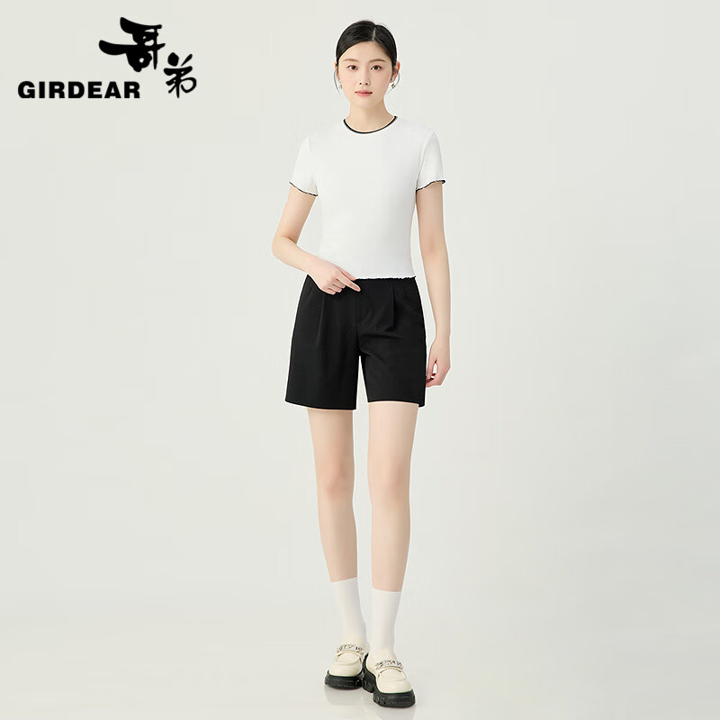  GIRDEAR/哥弟 撞色边设计 女士T恤