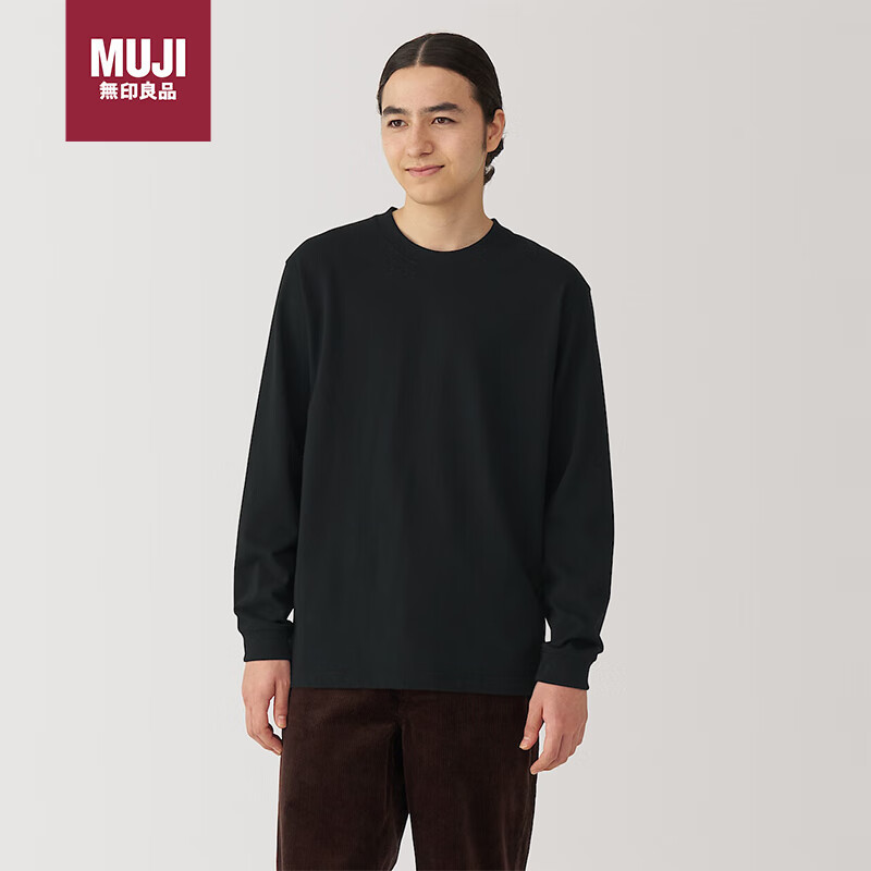 無印良品 無印良品 MUJI（UJI）水洗 粗棉线 圆领T恤
