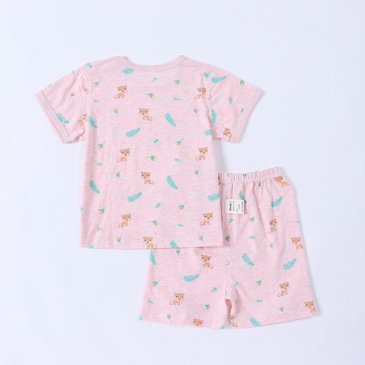 婴儿幼童春夏款男女宝宝小豹时光短袖套短袖短裤套装空调服