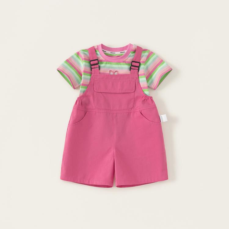 女童套装儿童衣服夏季女宝背带裤两件套女孩条纹夏装宝宝童装潮