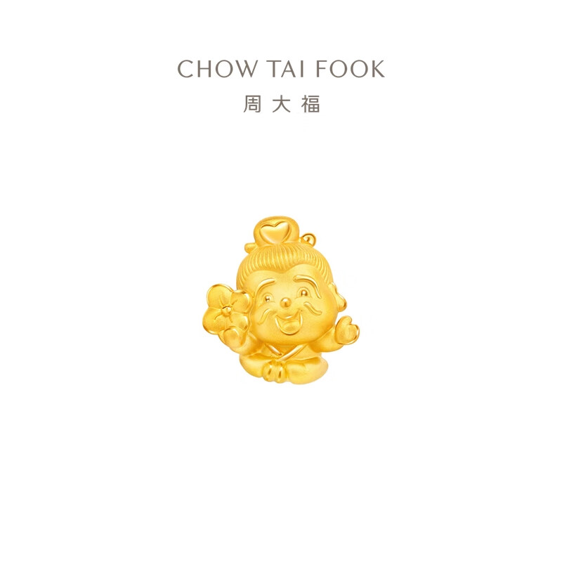 周大福桃花月老足金黄金转运珠 R36598