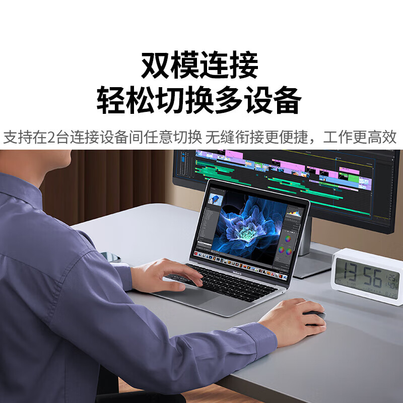 绿联（UGREEN）无线鼠标蓝牙静音人体工学适用华为苹果macbook电脑办公滑鼠 MU006-适合中小手【2.4G单模】