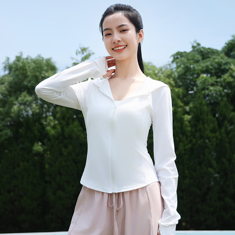 雅鹿冰皮防晒衣女款海边夏季修身防晒服收腰外套连帽