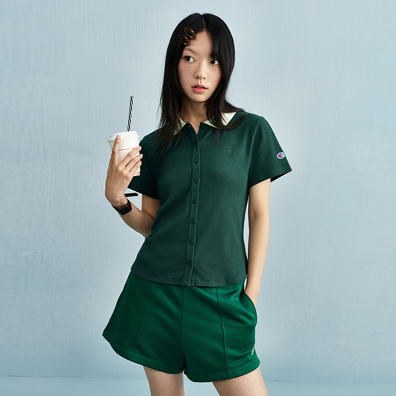 ChampionPOLO衫女2025夏季潮翻领短袖修身辣妹风显瘦T恤