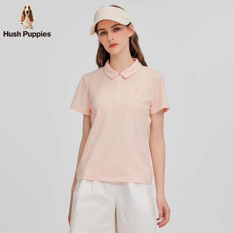 Hush Puppies【闲适清爽】暇步士女装2025夏季索罗娜轻薄半拉链短袖polo衫