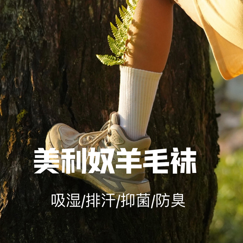 灰壳春夏女美丽奴羊毛袜速干防异味透气登山美丽诺专业徒步运动袜 M（37-39码）